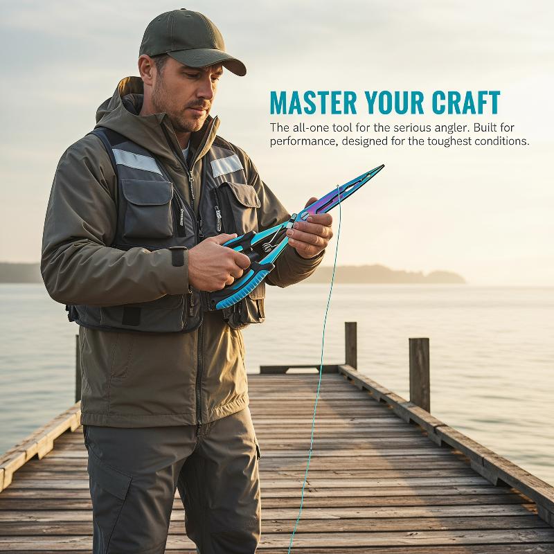 Carbon Fishing Rod - คีมตกปลาแบบขยายได้ ทำจากสแตนเลส พร้อมด้ามจับกันลื่น ตัวถอดเบ็ด ตัวตัดสาย สำหรับตกปลาในน้ำเค็มและน้ำจืดกลางแจ้ง