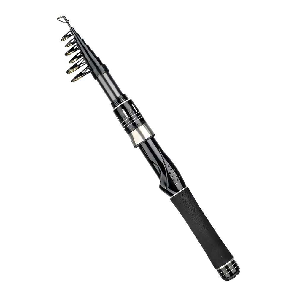 Carbon Fishing Rod - คันเบ็ดตกปลาคาร์บอนแบบยืดหดได้ น้ำหนักเบา พร้อมวงแหวนเซรามิก แอคชั่นเร็ว พกพาสะดวก สำหรับตกปลาชายฝั่งและทะเล