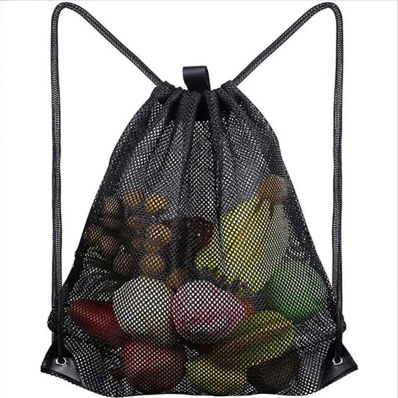 Fishing Equipment Bag - กระเป๋าเป้ตาข่ายพร้อมเชือก กระเป๋าออกกำลังกายแบบรวดเร็ว อเนกประสงค์ พับเก็บได้ ระบายอากาศได้ดี อุปกรณ์ว่ายน้ำและตกปลา