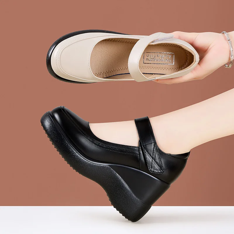 Circle Hook Set - 8 ซม.Breathable สบายตื้นหนาด้านล่างแพลตฟอร์ม Wedges รองเท้า 2025