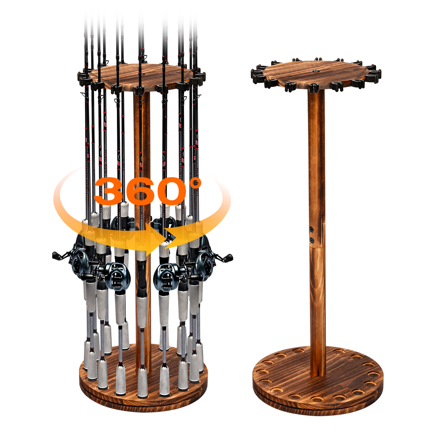 Carbon Fishing Rod - ที่วางคันเบ็ดตกปลาแบบหมุนได้ ทำจากไม้คาร์บอน สำหรับจัดเก็บคันเบ็ด ตกแต่งบ้าน ร้านค้า
