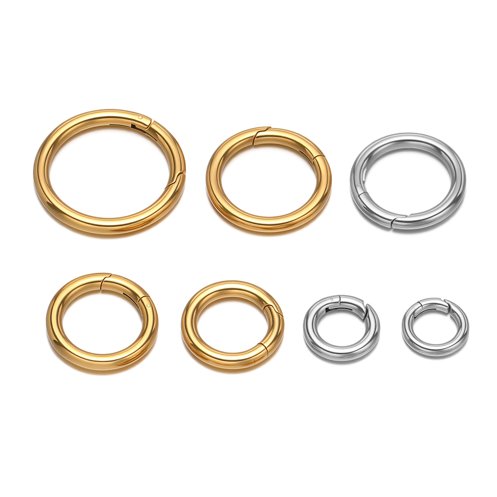 Circle Hook Set - ตัวล็อคสปริงทรงกลม 2 ชิ้น/ล็อต ทำจากสแตนเลสชุบทอง ใช้สำหรับทำพวงกุญแจ ตัวเชื่อมต่อสำหรับงาน