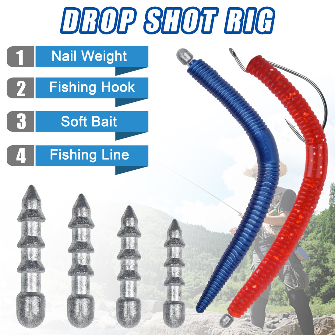 เหยื่อหนอนตกปลาแบบถ่วงน้ำหนัก6 - Bass Fishing Lure บทวิจารณ์และราคา